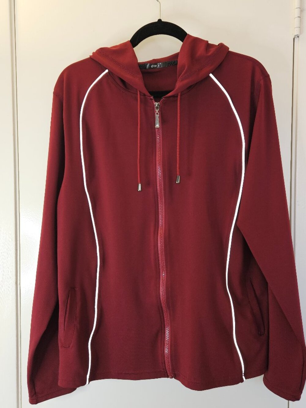 0 to 5 Maroon Jogger Hoodie with Reflective Trim along dart lines, unlined, 3X